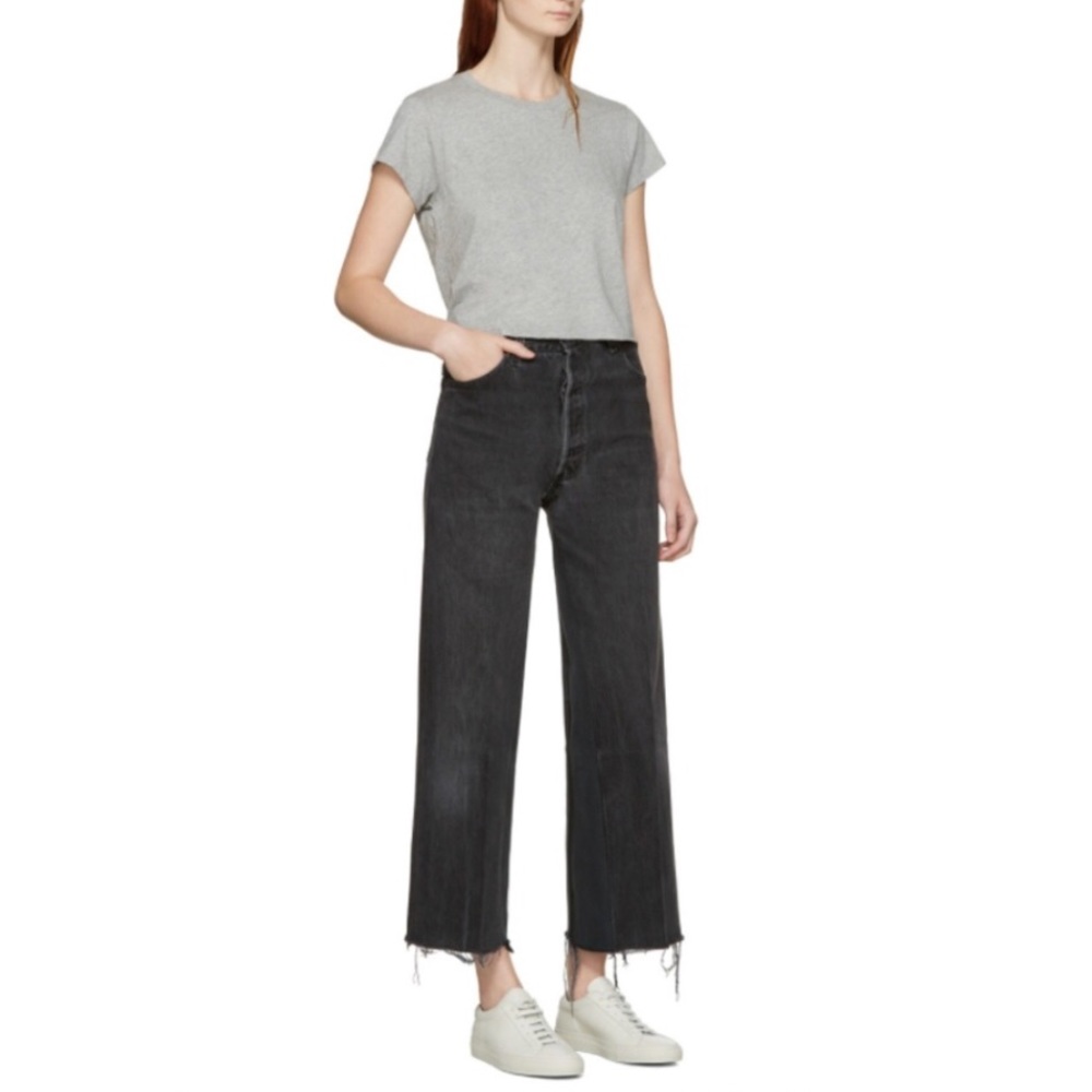 RE/DONE wide leg cropped black jeans size 25 NWOT